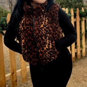 Leopard Print Fleece Vest
